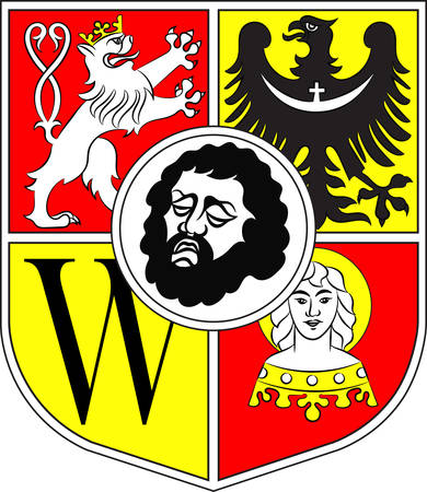 Flag of Wroclaw is the largest city in Poland. Vector illustration from Giovanni Santi-Mazzini Heraldic 2003のイラスト素材