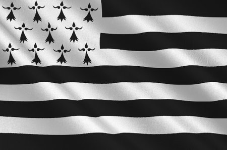Flag of Brittany is one of the 18 regions of France. The regional capital is Rennes. 3D illustrationの写真素材
