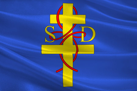 Flag of Saint-Die-des-Vosges commonly referred to as Saint-Die, is a commune in the Vosges department in Grand Est in northeastern France. 3D illustrationの写真素材