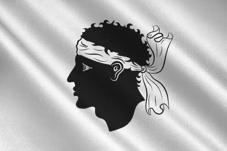 Flag of Corsica is an island in the Mediterranean Sea belonging to France. 3d illustrationの写真素材