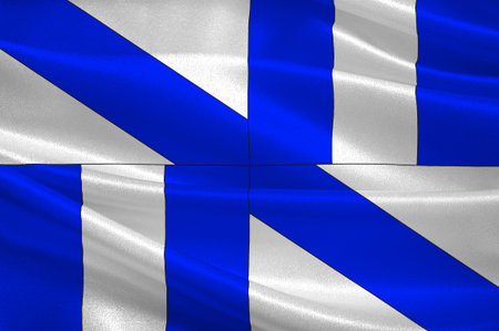 Flag of Segre is a former commune in the Maine-et-Loire department in western France. 3d illustrationの写真素材