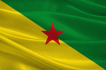Flag of French Guiana is an overseas department and region of France, located on the north Atlantic coast of South America in the Guyanas. 3d illustrationの写真素材