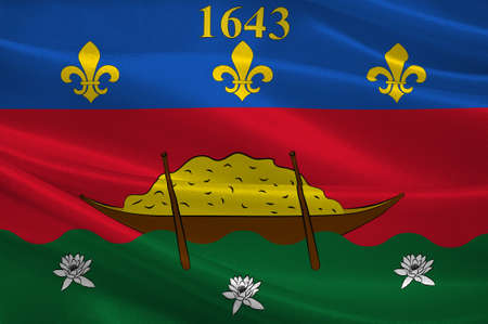 Flag of French Guiana is an overseas department and region of France, located on the north Atlantic coast of South America in the Guyanas. 3d illustrationの写真素材