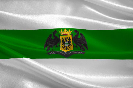 Flag of Groningen is the main municipality as well as the capital city of the eponymous province in the Netherlands. 3d illustrationの写真素材