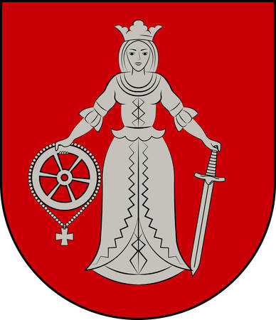 Coat of arms of Kuldiga is a town in western Latvia. Vector illustrationのイラスト素材