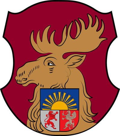 Coat of arms of Jelgava. It is the largest town in the region of Zemgale. Vector illustrationのイラスト素材