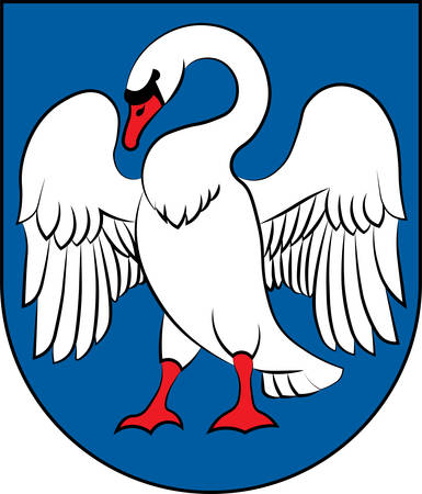 Coat of arms of Jonava is the ninth largest city in Lithuania. Vector illustrationのイラスト素材