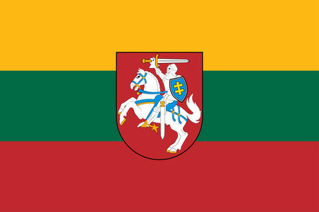 Flag of Republic of Lithuania is a country in the Baltic region of northern-eastern Europe. Vector illustrationのイラスト素材