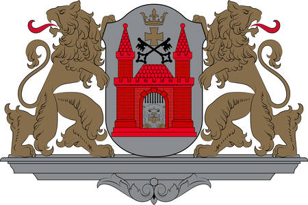 Coat of arms of Riga is the capital and largest city of Latvia. Vector illustrationのイラスト素材