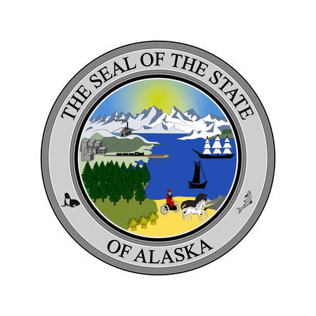 Coat of arms of Alaska state, United States. Vector illustrationのイラスト素材