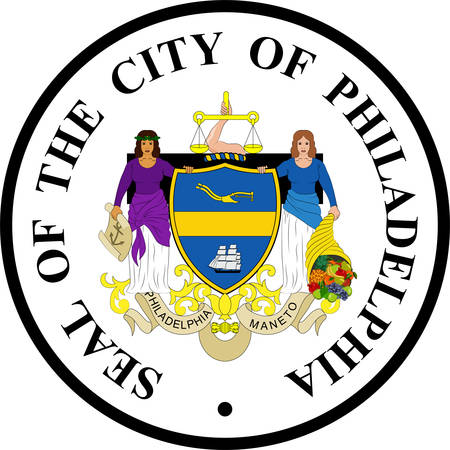 Coat of arms of Philadelphia, often called Philly, is the largest city in the U.S. state and Commonwealth of Pennsylvania. Vector illustrationのイラスト素材
