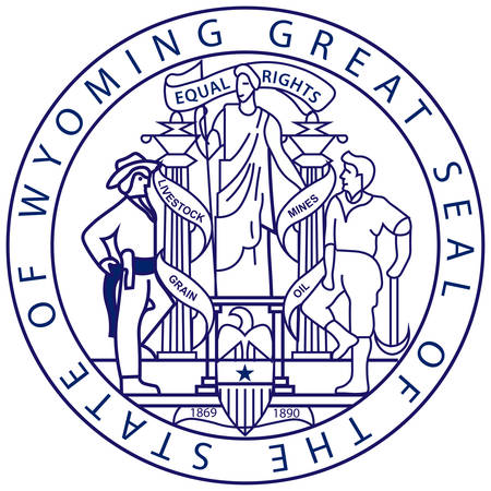 Coat of arms of Wyoming state of the Western United States. Vector illustrationのイラスト素材