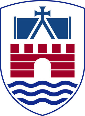 Coat of arms of Faaborg-Midtfyn is a municipality in Region of Southern Denmark in Denmark. Vector illustrationのイラスト素材