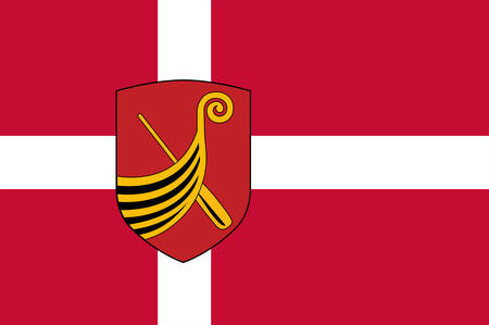 Flag  of Kerteminde Municipality is a municipality in Region of Southern Denmark on the northeast coast of the island of Funen in central Denmark. Vector illustrationのイラスト素材