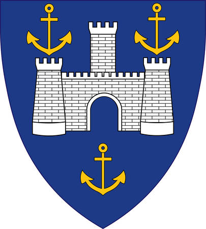 Coat of arms of  Isle of Wight is a county and the largest and second-most populous island in England. Vector illustrationのイラスト素材