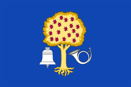 Flag of Navalmoral de la Mata is a municipality located in the province of Caceres, Extremadura, western Spain. Vector illustrationのイラスト素材