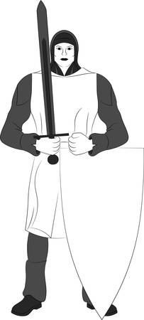 Knight with shield and sword. Vector illustrationのイラスト素材