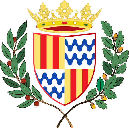 Coat of arms of Badalona is a municipality to the immediate north east of Barcelona in Catalonia, Spain. Vector illustrationのイラスト素材
