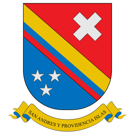 Coat of arms of Archipelago of San Andres, Providencia and Santa Catalina is one of the departments of Colombia. Vector illustrationのイラスト素材
