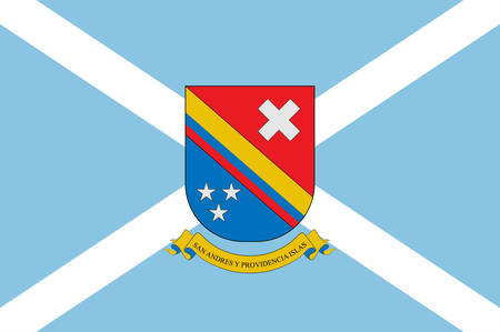 Flag of Archipelago of San Andres, Providencia and Santa Catalina is one of the departments of Colombia. Vector illustrationのイラスト素材