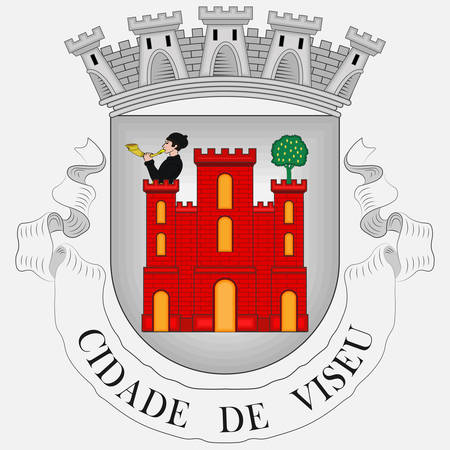 Coat of arms of Viseu is a city and municipality in the Centro Region of Portugal and the capital of the Viseu District. Vector illustrationのイラスト素材