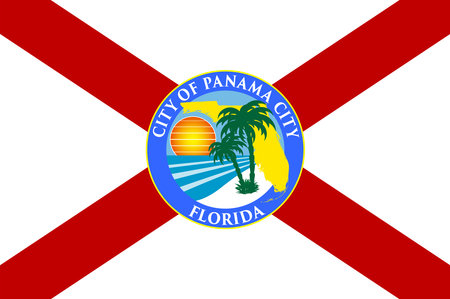 Flag of Panama City is a city and the county seat of Bay County, Florida, United States. Vector illustrationのイラスト素材