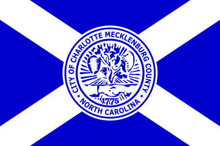Flag of Charlotte is the most populous city in the U.S. state of North Carolina. Vector illustrationのイラスト素材
