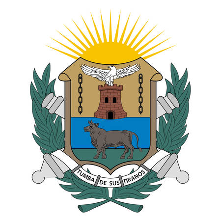 Coat of arms of Anzoategui State is one of the 23 component states of Venezuela. Vector illustrationのイラスト素材