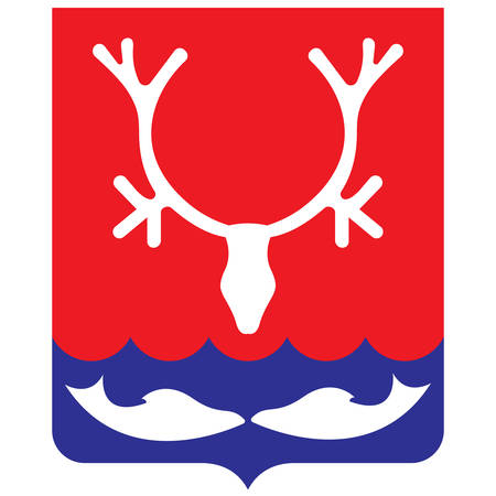 Coat of arms of Naryan-Mar is a sea and river port town and the administrative center of Nenets Autonomous Okrug, Russia. Vector illustrationのイラスト素材