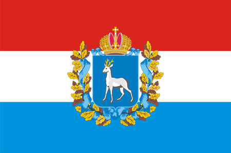 Flag of Samara Oblast is a federal subject of Russia. Vector illustrationのイラスト素材