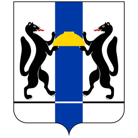 Coat of arms of Novosibirsk Oblast is a federal subject of Russia located in southwestern Siberia. Vector illustrationのイラスト素材