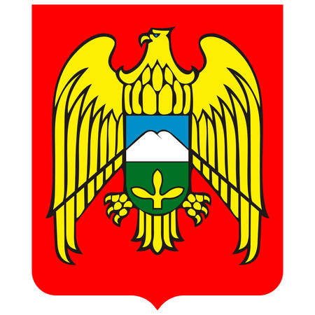 Coat of arms of Kabardino-Balkarian Republic is a federal subject of Russia located in the North Caucasus. Vector illustrationのイラスト素材