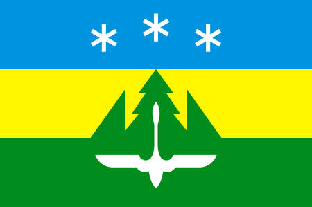 Flag of Khanty-Mansiysk is a city and the administrative center of Khanty-Mansi Autonomous Okrug, Russia. Vector illustrationのイラスト素材