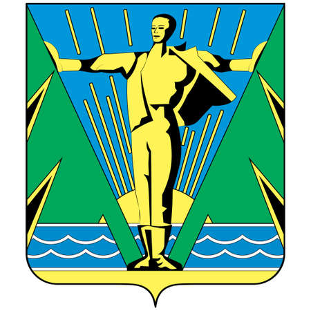 Flag of Taganrog is a port city in Rostov Oblast, Russia, on the north shore of the Taganrog Bay in the Sea of Azov.のイラスト素材