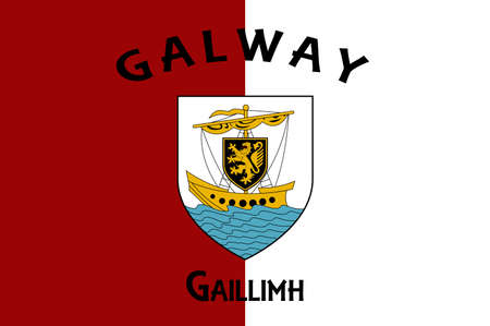 Flag of County Galway is a county in Ireland. Vector illustrationのイラスト素材