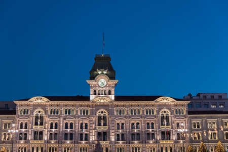 Strolling along the banks of Trieste between reflections of the sea and ancient buildingsのeditorial素材