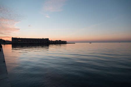 fiery sunset in the Gulf of Trieste, Adriatic Seaの写真素材