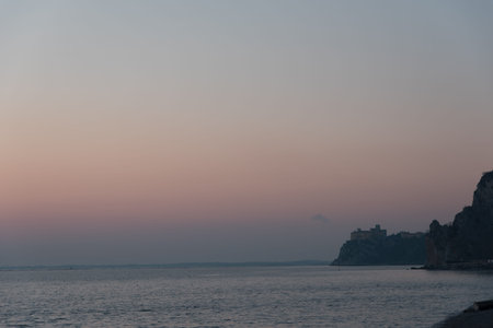 Harbor of the northern Adriatic at sunset. the Sistiana Bayの写真素材