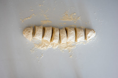 Dough kneaded in white background