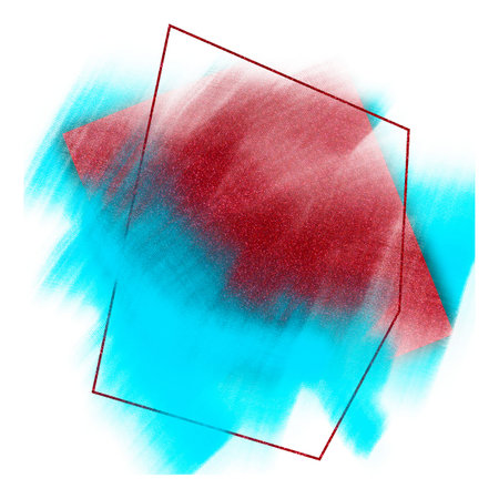 Abstract illustration. Geometric lines and shapes. The frame is in red-turquoise color. Sublimation...