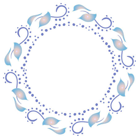 Round Seamless pattern. Floral wreath. Flowers and petals.Stylization of a watercolor drawing. Vector gradient.Border of postcards, bannersのイラスト素材