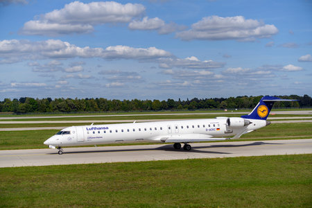 Munich, Germany - September 19, 2019: Lufthansa CityLine Bombardier CRJ-900LR with the aircraft...