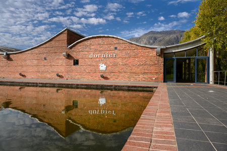The Dornier Wines estate is located at the Stellenbosch Mountains in the Stellenbosch growing region in South Africa. A hotel and restaurant are attached to the wineryのeditorial素材