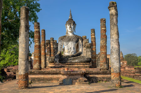 Wat Mahathat is a Buddhist temple complex (wat) in Sukhothai Historical Park, Sukhothai Province in the Northern Region of Thailandの写真素材