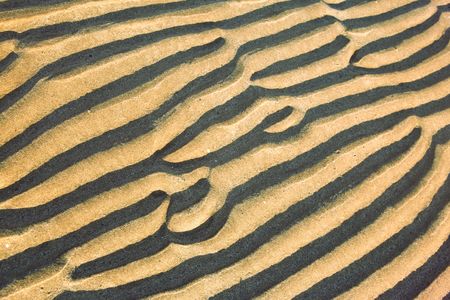 sand ripples on a beach creating nice linear patternsの写真素材
