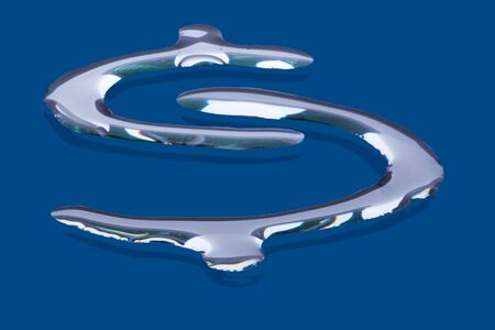 dollar signe written in water on a blue backgroundの写真素材