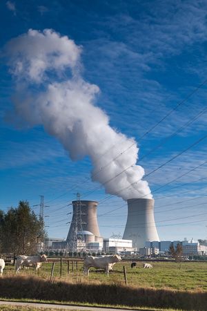 cooling towers of a nuclear power plantのeditorial素材