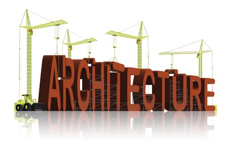 architecture, tower cranes constructing 3d wordの写真素材