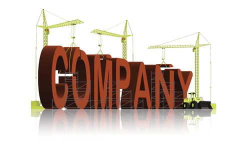 company, tower cranes constructing 3d wordの写真素材