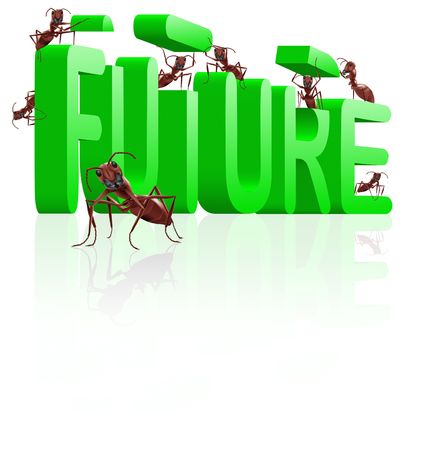 building the future innovate and create progress ants building wordの写真素材